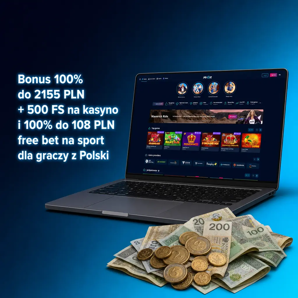 Bonus powitalny MrBit: 100% do 2155 PLN + 500 free spinów na kasyno oraz 100% do 108 PLN free bet na sport