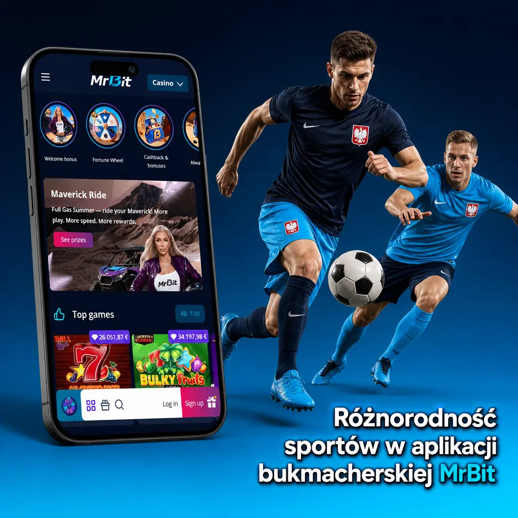 Aplikacja MrBit z zakładami LIVE i LINE na piłkę nożną, koszykówkę, tenis, eSport i inne dyscypliny sportowe.