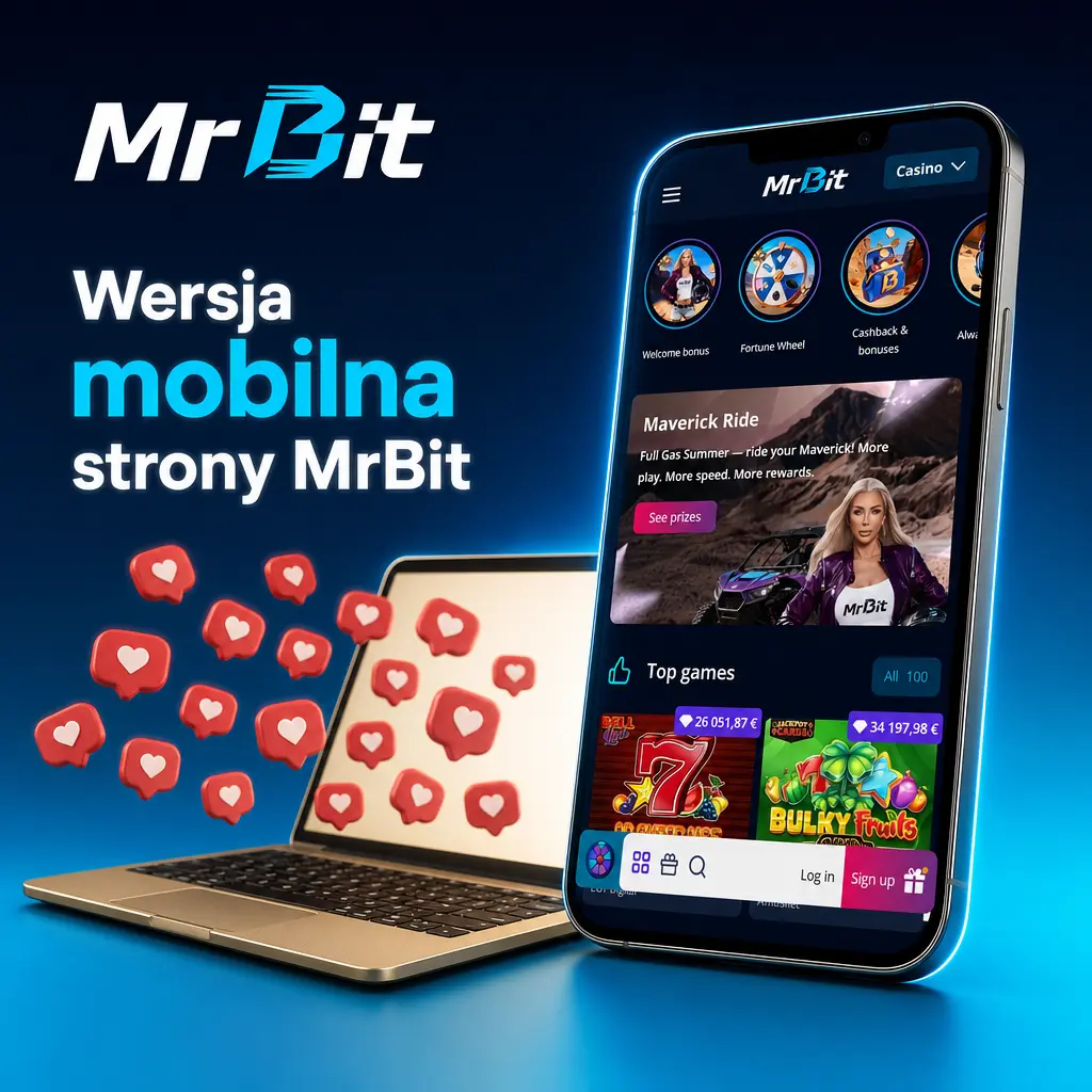 Mobilna wersja strony MrBit z zakładami sportowymi i grami kasynowymi w przeglądarce telefonu
